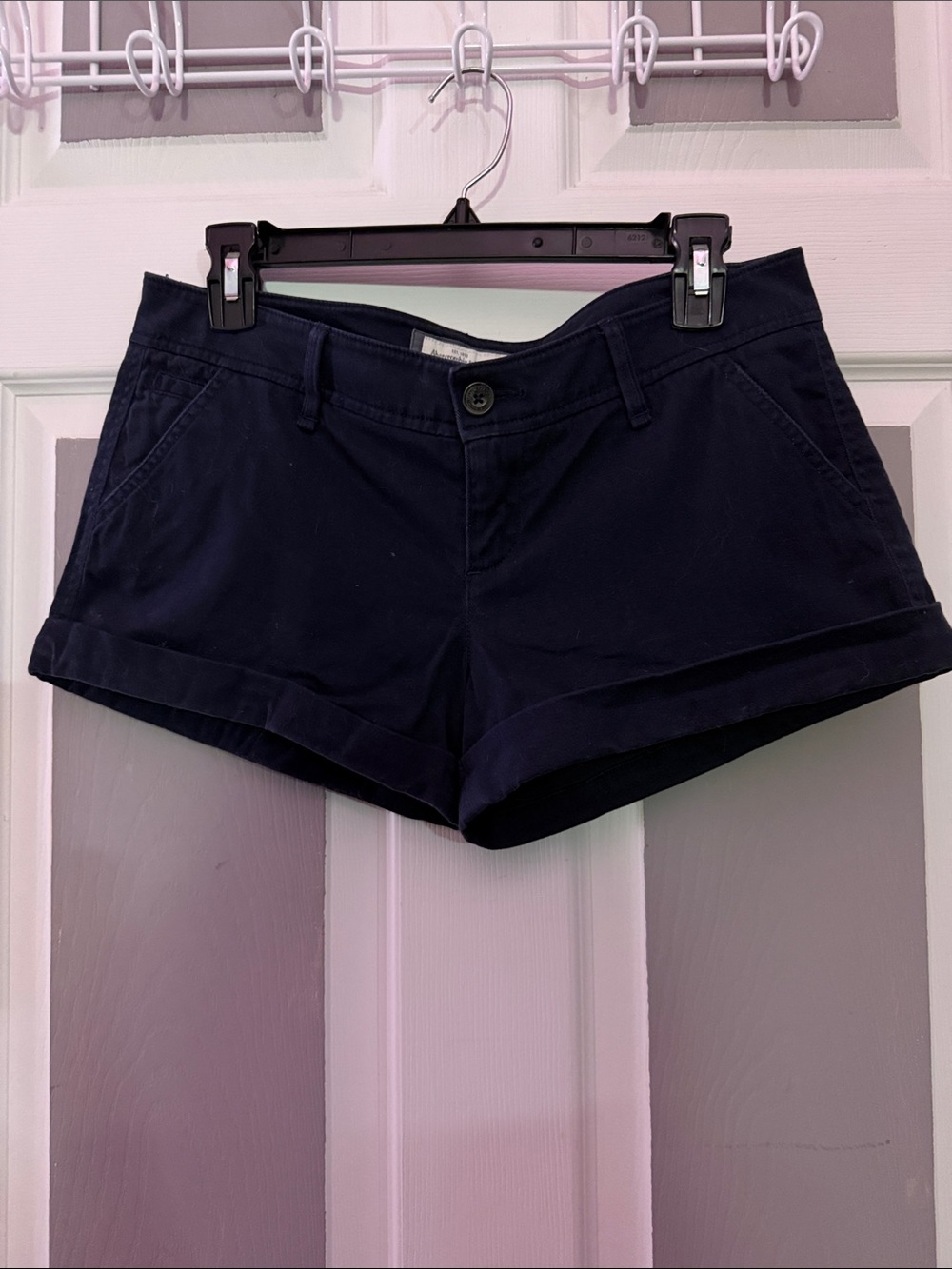 Abercrombie & Fitch Dark Navy Cuffed Jean-Style Shorts